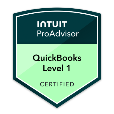 QuickBooks Level 1 Certified Badge BADGE-INTUIT-PROADVISOR-QUICKBOOKS-LEVEL-1
